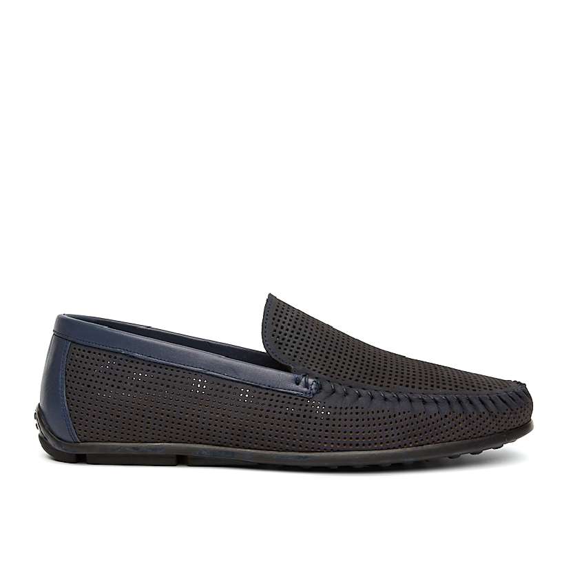 10495-MR-GM-549-E-nubuk-laci Мокасины муж.кожа-кожа темно-синий